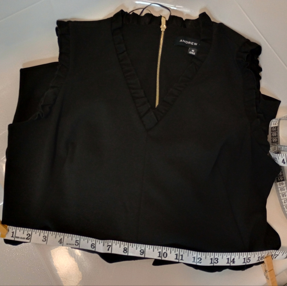 Women's Andrew Marc Ruffle Jumpsuit Black Size 16 - Picture 11 of 12